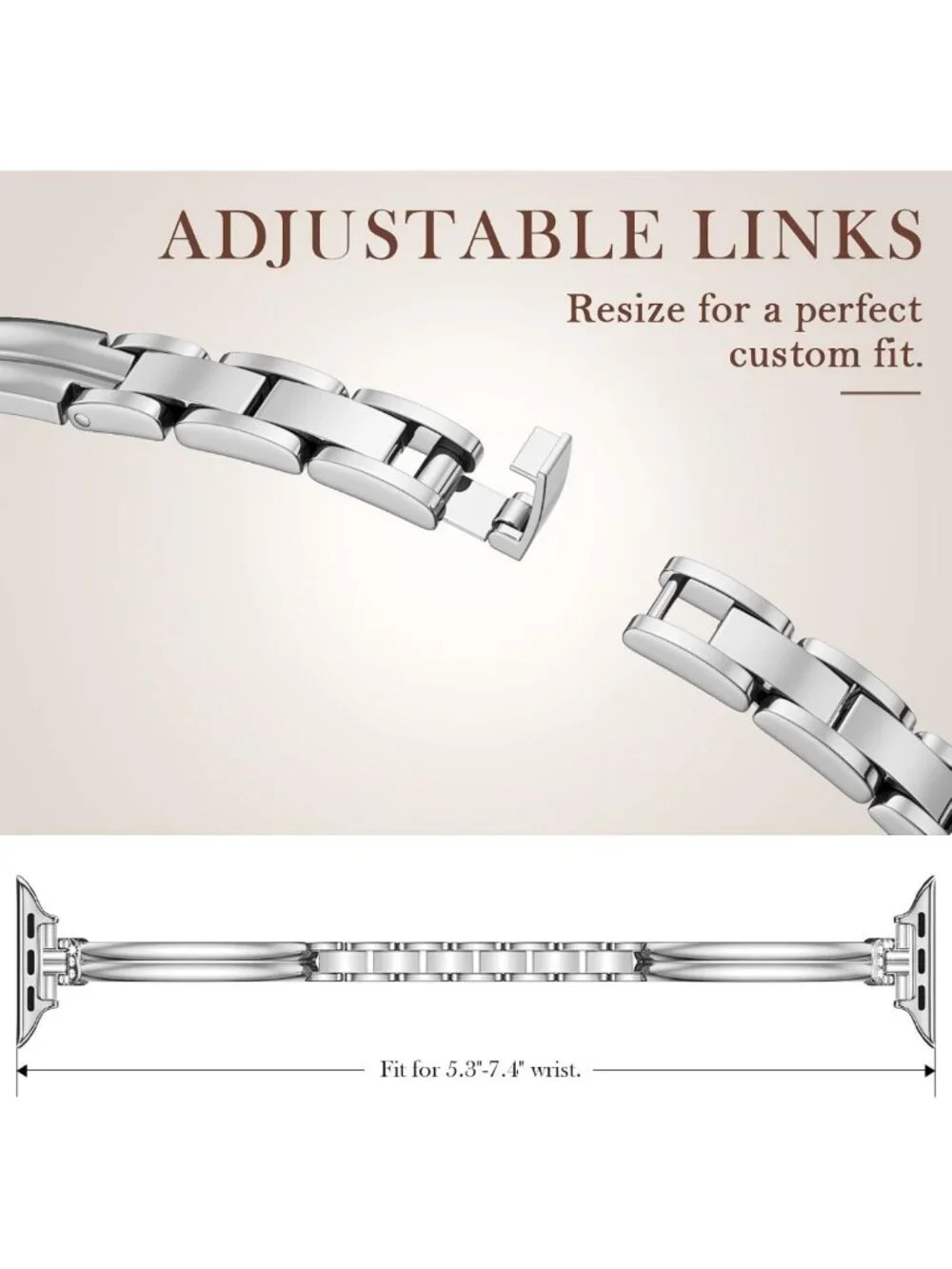 Stylish Slim Metal Watch Band for Women - Bling Diamond Bracelet for iWatch